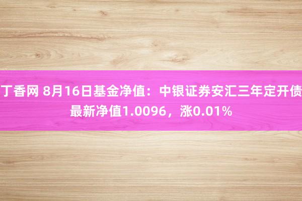 丁香网 8月16日基金净值：中银证券安汇三年定开债最新净值1.0096，涨0.01%