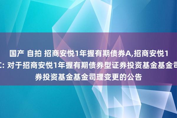 国产 自拍 招商安悦1年握有期债券A，招商安悦1年握有期债券C: 对于招商安悦1年握有期债券型证券投资基金基金司理变更的公告