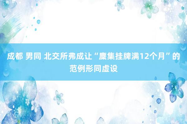 成都 男同 北交所弗成让“麇集挂牌满12个月”的范例形同虚设