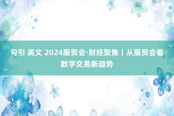 勾引 英文 2024服贸会·财经聚焦丨从服贸会看数字交易新趋势