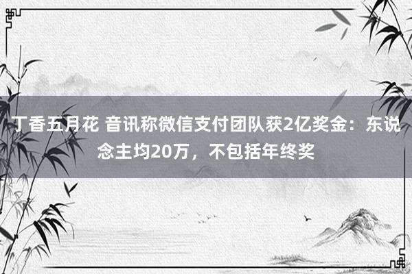 丁香五月花 音讯称微信支付团队获2亿奖金：东说念主均20万，不包括年终奖