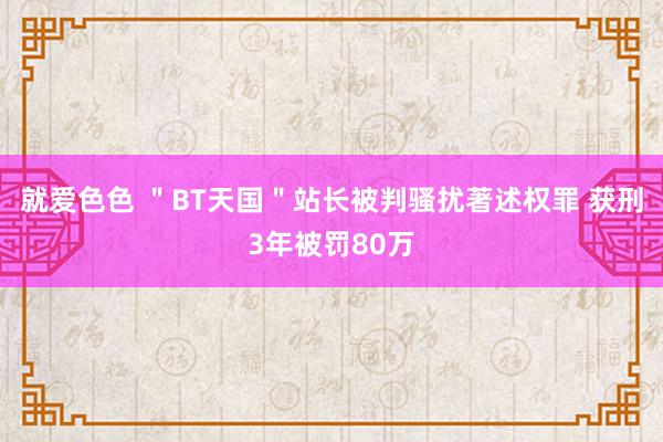 就爱色色 ＂BT天国＂站长被判骚扰著述权罪 获刑3年被罚80万